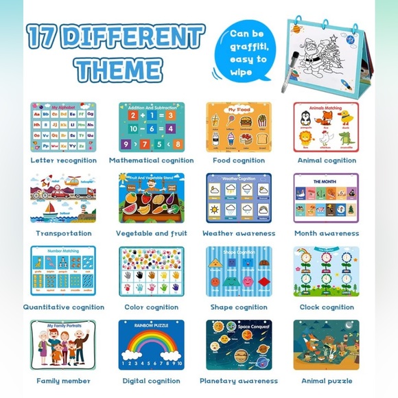 Toddlers Busy Book, Newest Desktop Montessori Busy Book, 17 Themes Preschool - Picture 8 of 9